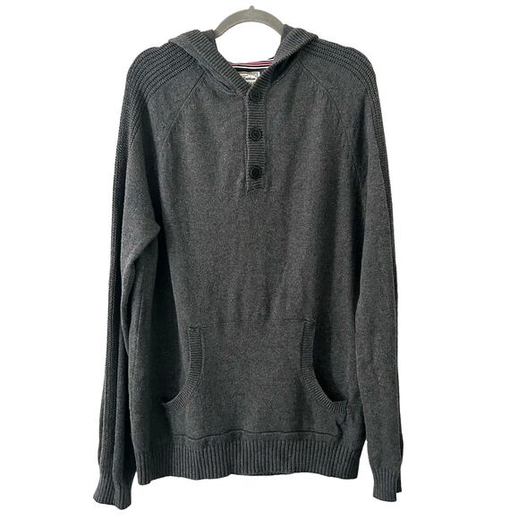 Flag & Anthem Men's Hooded Dark Gray Three Button Sweater M Medium New - Picture 1 of 9